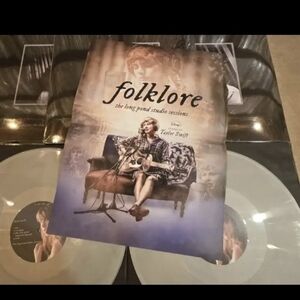 Taylor Swift Folklore Long Pond 2LP Silver Vinyl W Poster